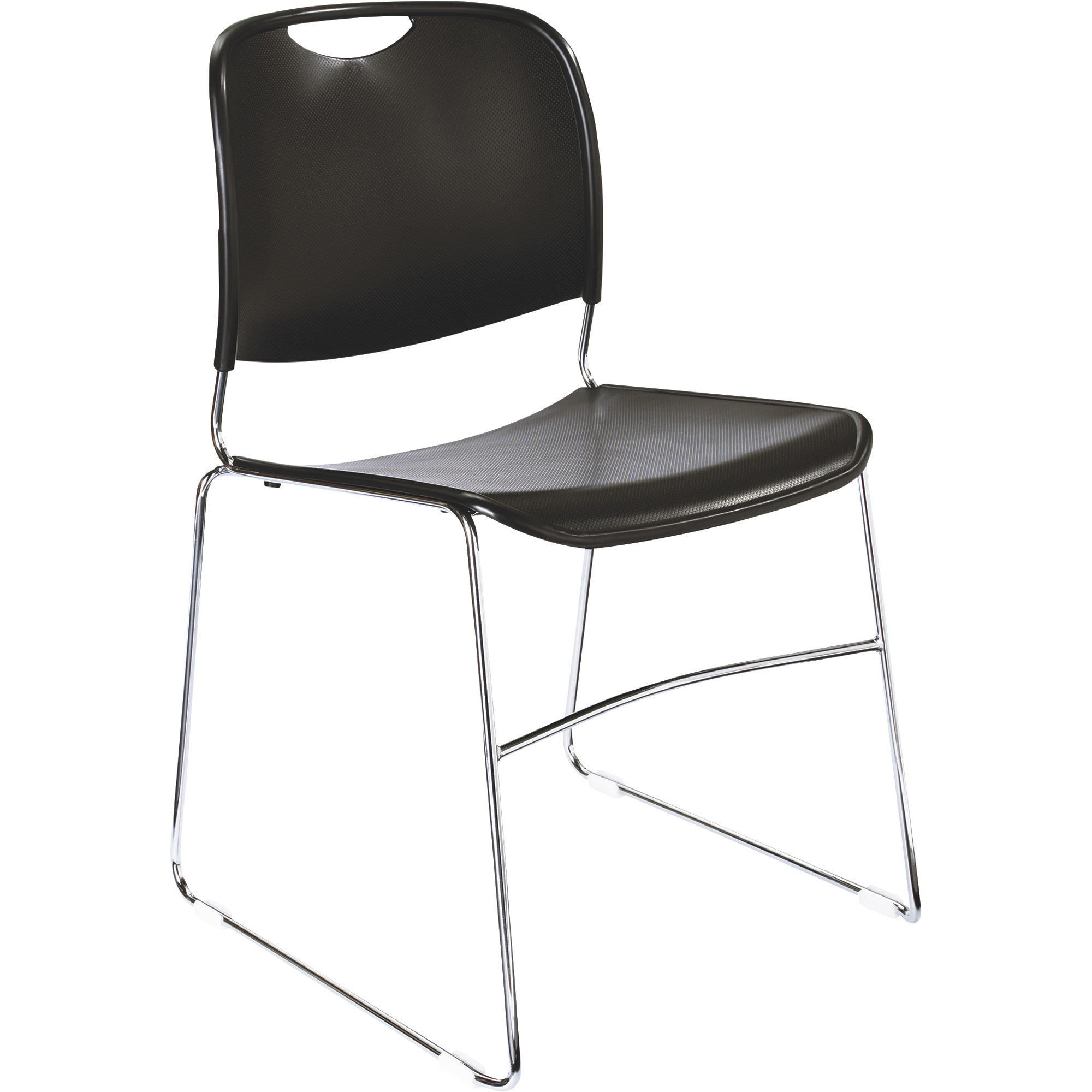 National Public Seating Compact Plastic Stack Chair with Chrome Frame, Black, Model# 8510